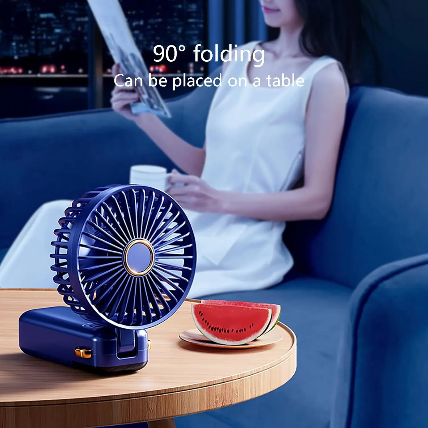 Ультра тихий маленький вентилятор со складной головкой на 90 градусов, мощный воздушный поток, портативный настольный вентилятор, 5 скоростей, перезаряжаемый стол
