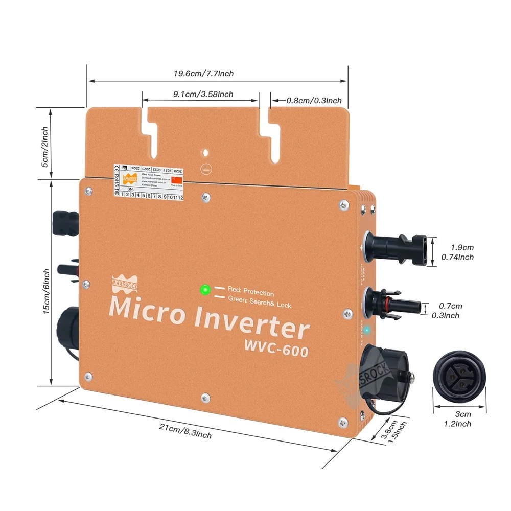 600W 120VAC/230VAC MPPT Solar Grid Connected Micro Inverter, 20-50VDC Can Connect 2 300W Solar Panels, New Household Inverter