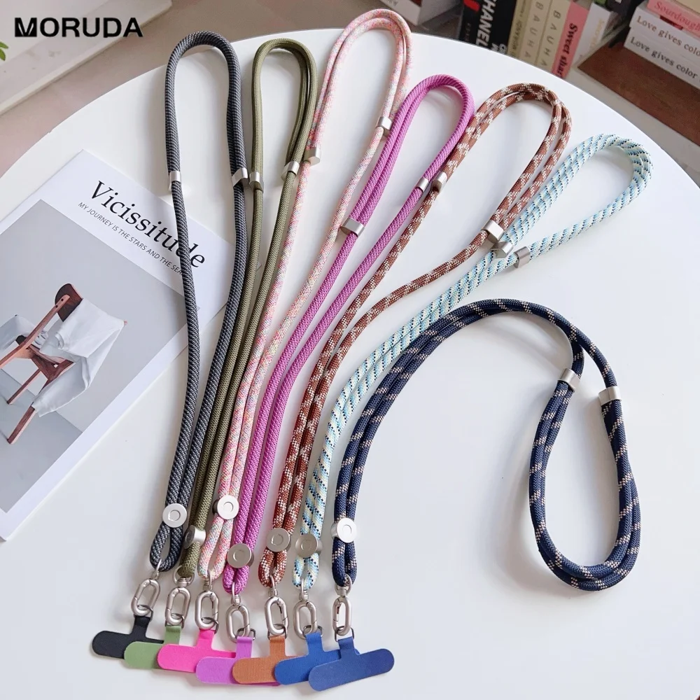 

Регулируемый длинный ремешок через плечо для мобильного телефона, красочное ожерелье со столкновением цвета, анти-потерянный ремешок для чехла телефона