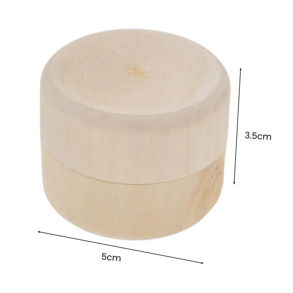 Jewelry Box Lightweight Wear-resistant Mini Round Solid Wood Ring Case For Female Earring Retro Container Natural Storage Case