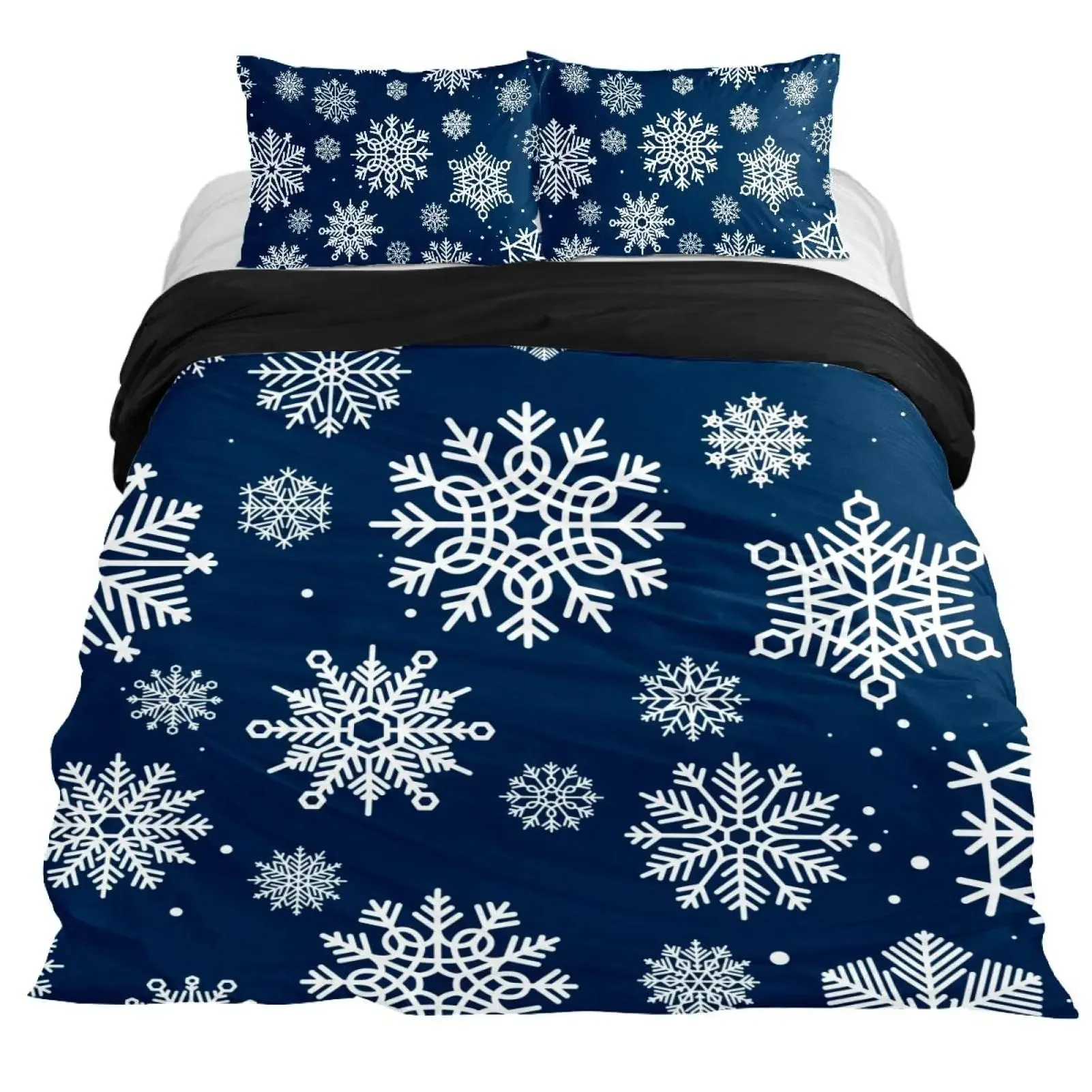 Modern Black Snowflake Duvet Cover Set, King Queen Double Full Twin Single Size Beding Set With Pillowcase 200x200 200x220 cm