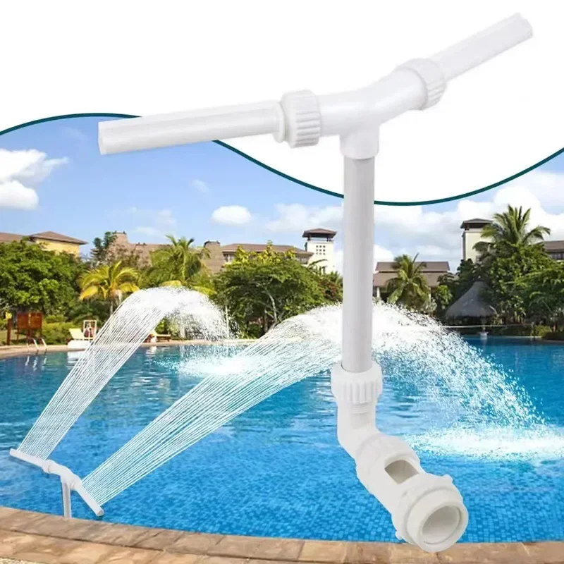 Fountain Bracket Adjustable Swimming Pool Bracket Splash Double Head Pool Fountain Head Bracket Plastic Pipe Adaptor Pool Supply