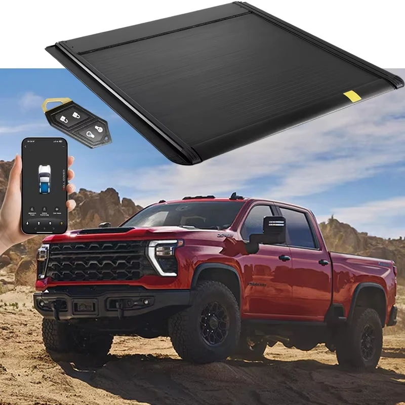 

2024-2026 Silverado EV Custom Fit Aluminum Alloy Electric Power Retractable Truck Bed Tonneau Cover No-Drill Installation