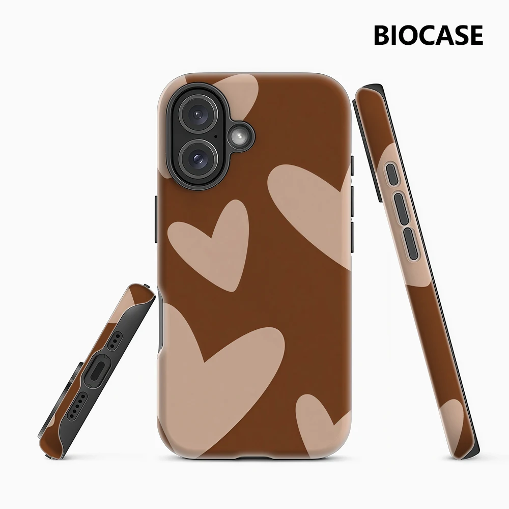 Light Hearts auf Braun IPhone 17 Must-Haves Handyhülle für IPhone 17 16 15 14 13 12 Pro Max Plus Doppelschichtige Rückseite