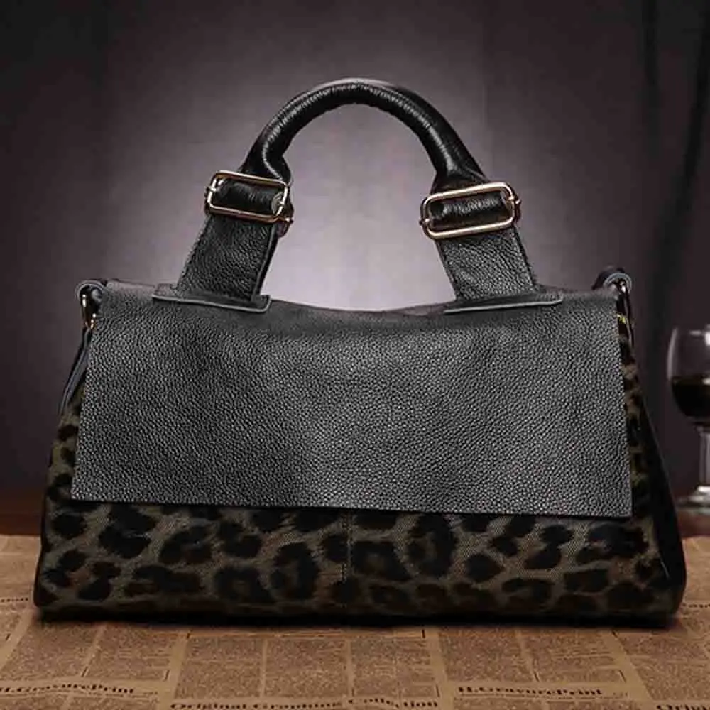 MS Cow Leather Leopard Print Bags Women Handbag Pillow Bag Luxury Designer Natural Leather Tote Shoulder Lady Purses New In 2023