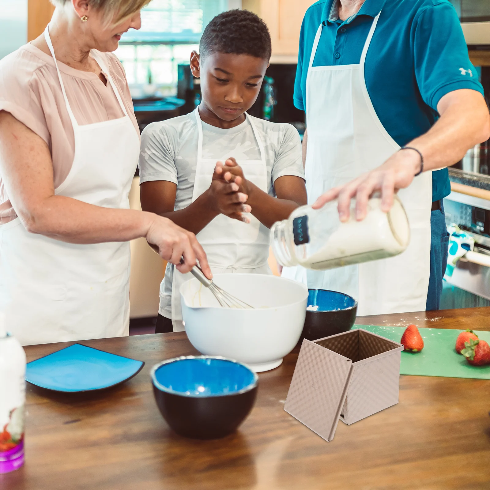 

1pc Mini Loaf Pan Lid Nonstick Square Toast Mold Baking Bread Cake Pudding Home Commercial Use Kitchen Bar Tools