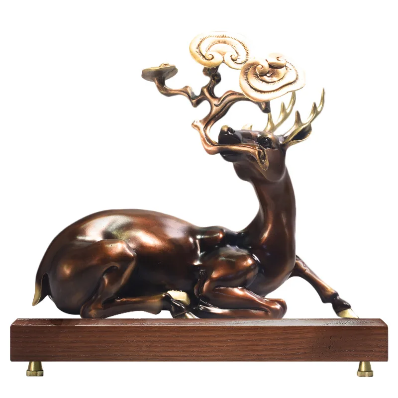 All-copper deer ornament New Chinese-style home entrance TV cabinet decoration