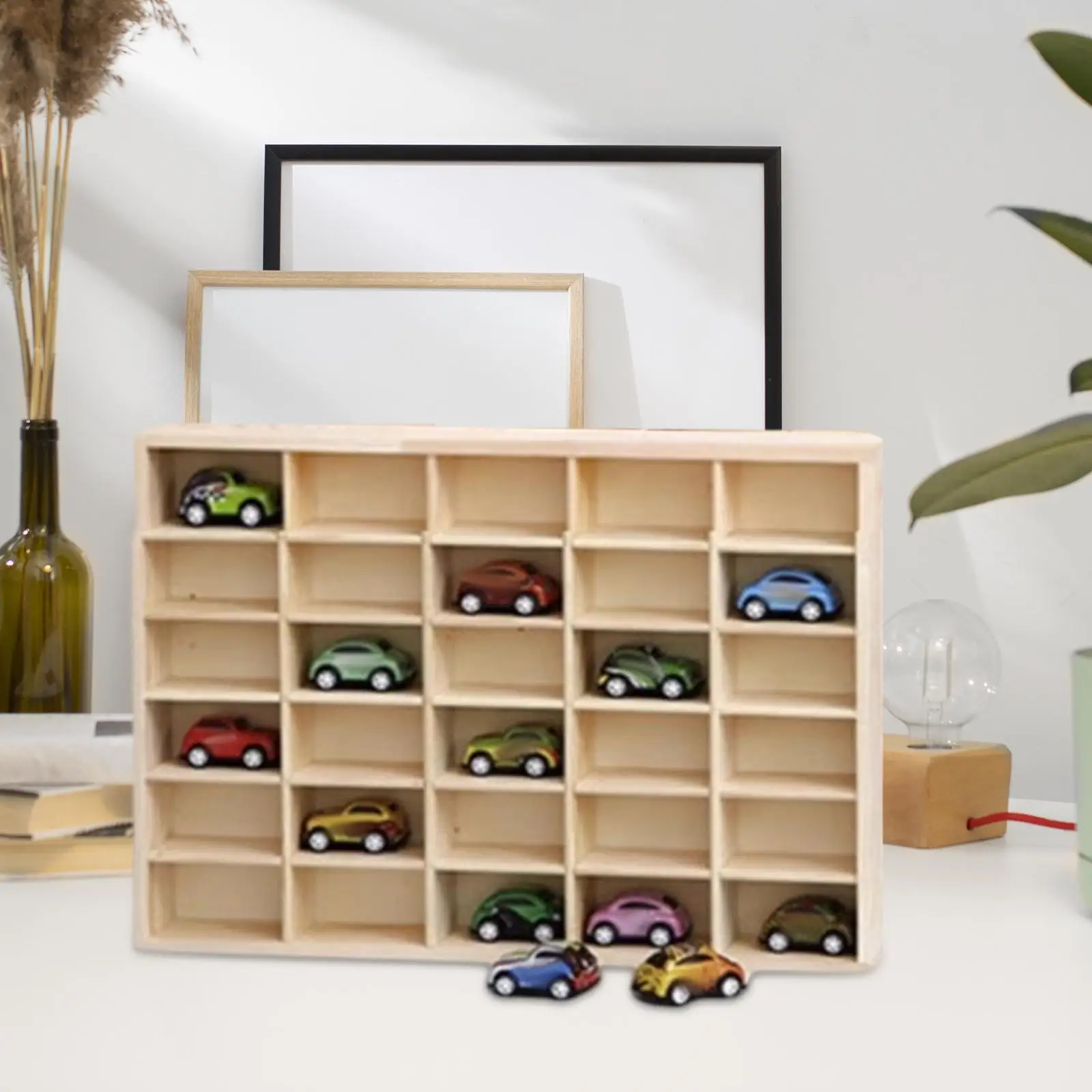 

Wood Toy Car Display Rack,Toy Car Storage,Space Saving,Car Display Shelf Model Cars Organizer for Figurines Tiny Dolls