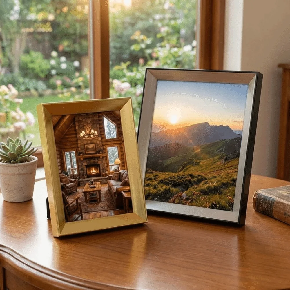 

Multiple Sizes Tabletop Picture Frame Resin Minimalist Picture Frame Ornaments Square Photo Display Holders Commemorative Gift