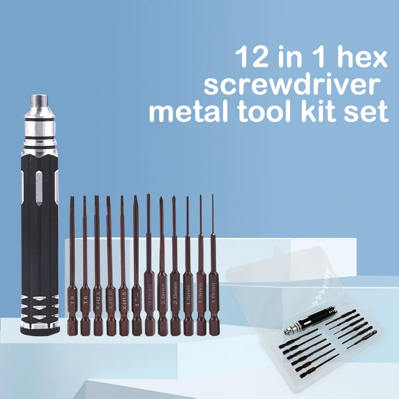 

12 In 1 Hex Screwdrivers Metal Tool Kit Set RC Hobby Tool For RC Helicopter Car Airplane Drone Aircraft Home Repair