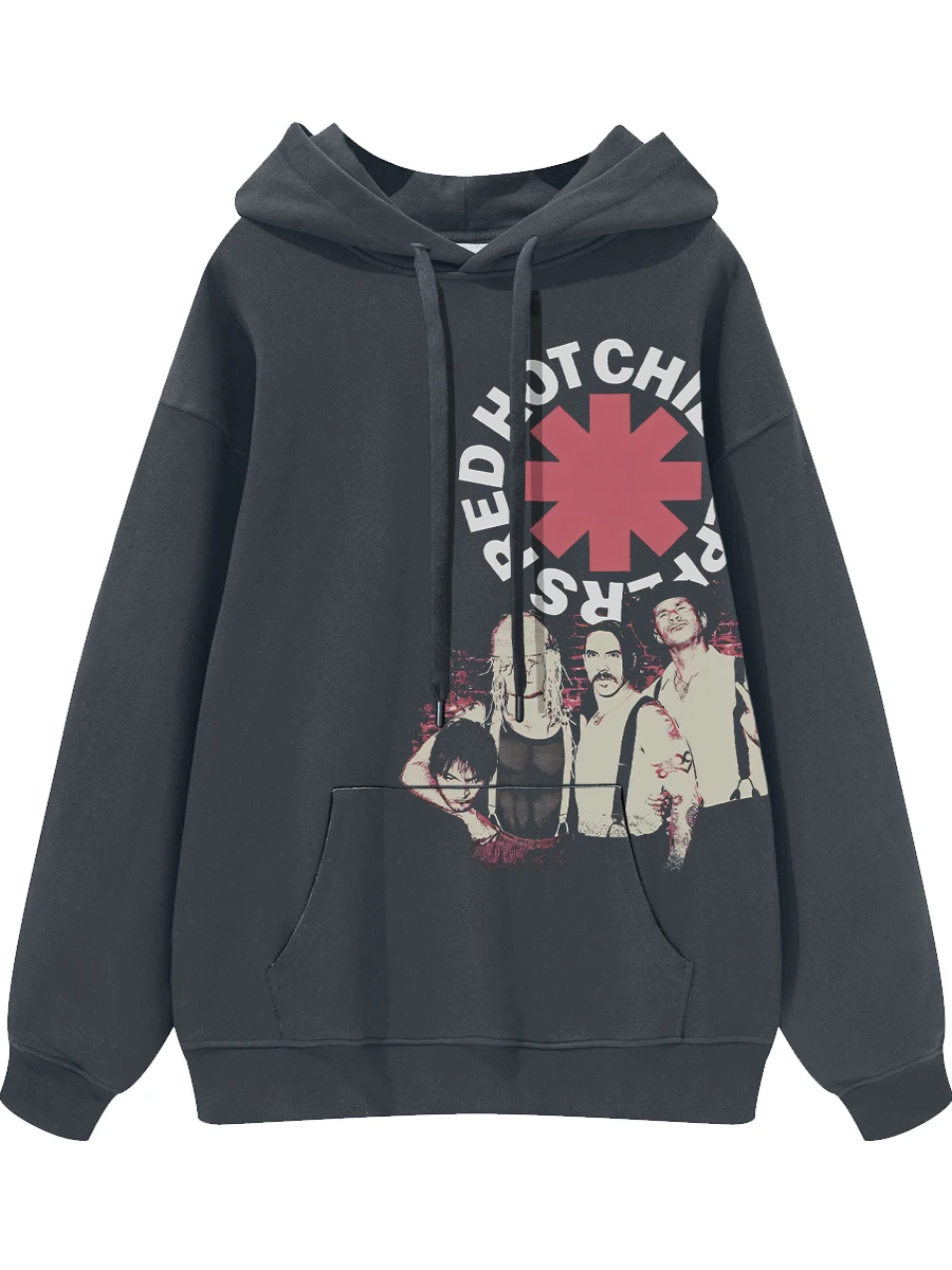 Red Pepper Rock Band Portrait Digital Direct Spray Retro American Street Hip Hop Loose Fit Hoodie Cotton Sweatshirt