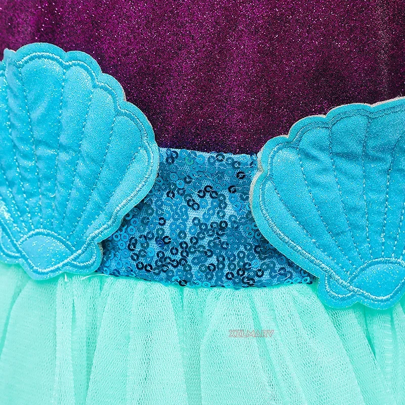 Sirena Ariel Principessa Ragazza Abito Costumi Cosplay per Bambini Festa Neonata Sirena Vestire Set Bambini Abbigliamento Halloween