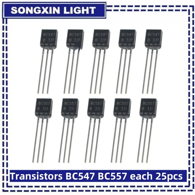 50PCS SAMIROB Transistors BC547 BC557 each 25pcs Transistor Kit bc557 bc547 Transistor NPN PNP DIY Electronic Kit