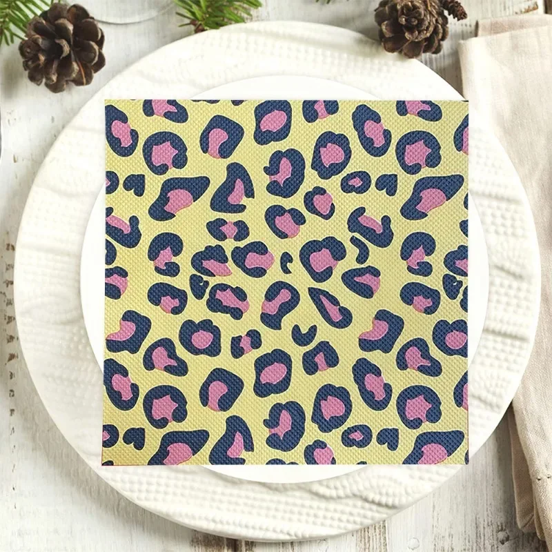 

20pcs New Jungle Leopard Print Theme Printing Creative Birthday Party Decoration Supplies Disposable Restaurant Hotel Napkins