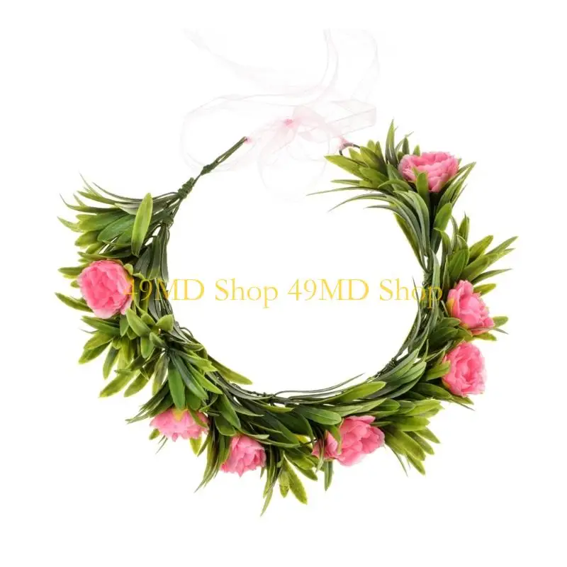 

49MD Fashionable Simulated Floral Crowns With Detailed Petals Props For Various Outfits