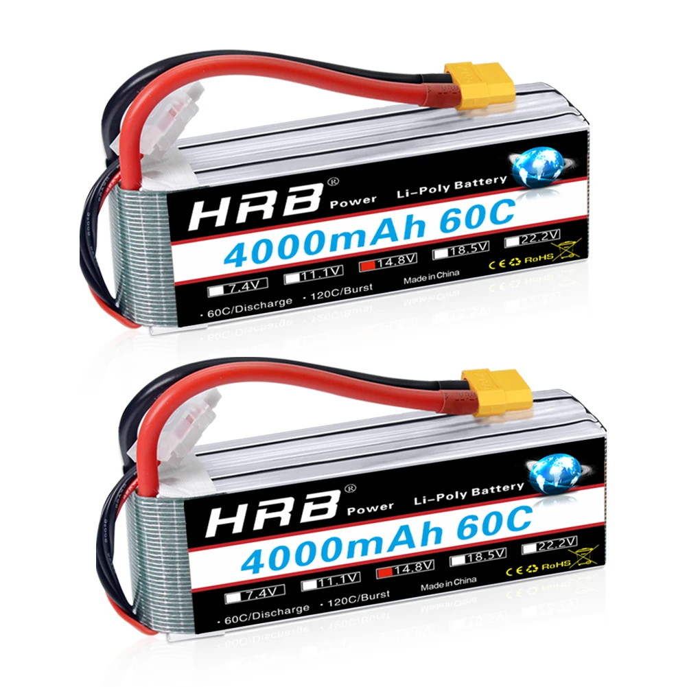 1/2pcs HRB 14.8V 4000mah RC Battery 4S  Lipo Battery 60C With XT60 connector for RC Car Truck Monster RC Airplane Drone Boat