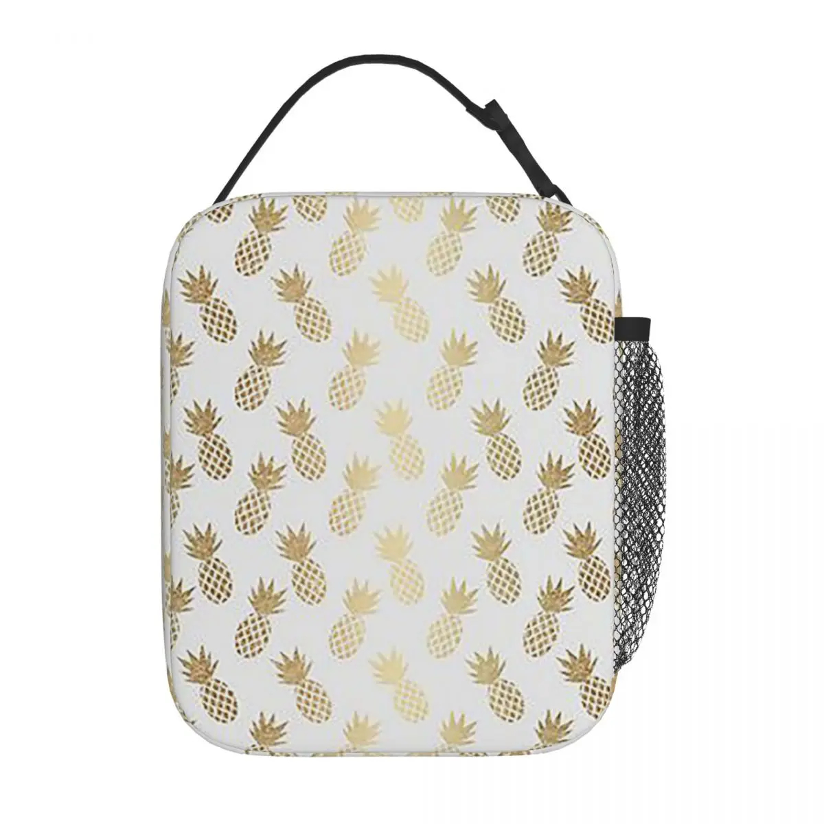 

Gold Pineapple Pattern Insulated Lunch Bag for Women Office Cooler Thermal Food Box Tote Leakproof Lunch Boxes Container