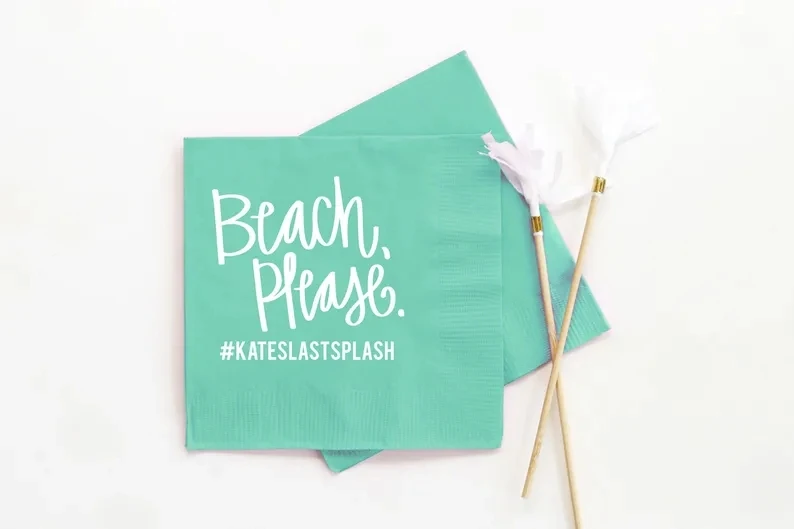 

50 PCS Beach Bachelorette Party Napkins Beach Please Decorations Personalized Cocktail Napkins Bachelorette Party Ideas Custom B