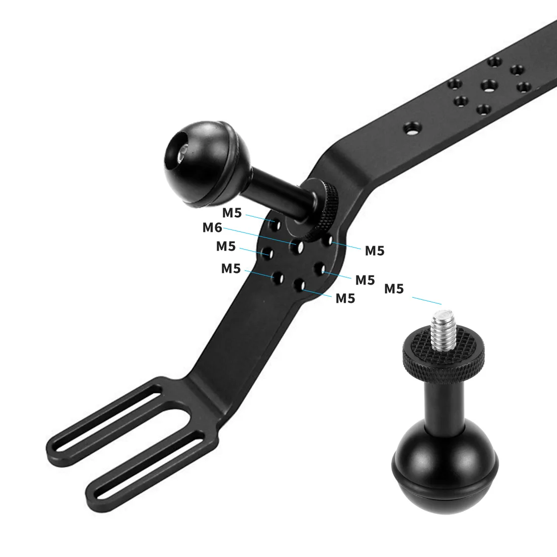 Tauchkamera-Trägergriff-Erweiterungshalterung aus Aluminiumlegierung für Dual-Handhalterung DSLR für GoPro Action Unterwasser – Detail 17