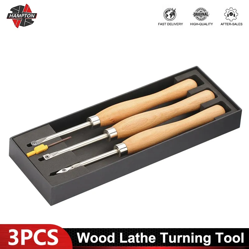 3pcs Wood Lathe Turning Tool Set with Carbide Insert Woodworking Lathe Tools