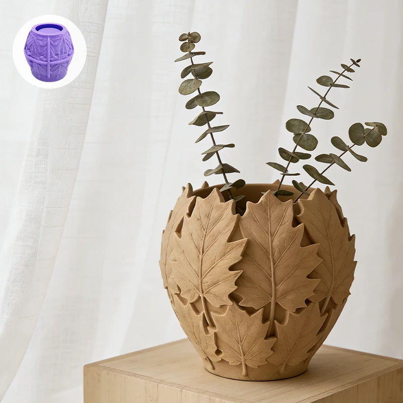 

Leaves-shaped silicone art mold with exquisite texture. Use it to make forest-themed maple leaf ball flower pots/decorative orna