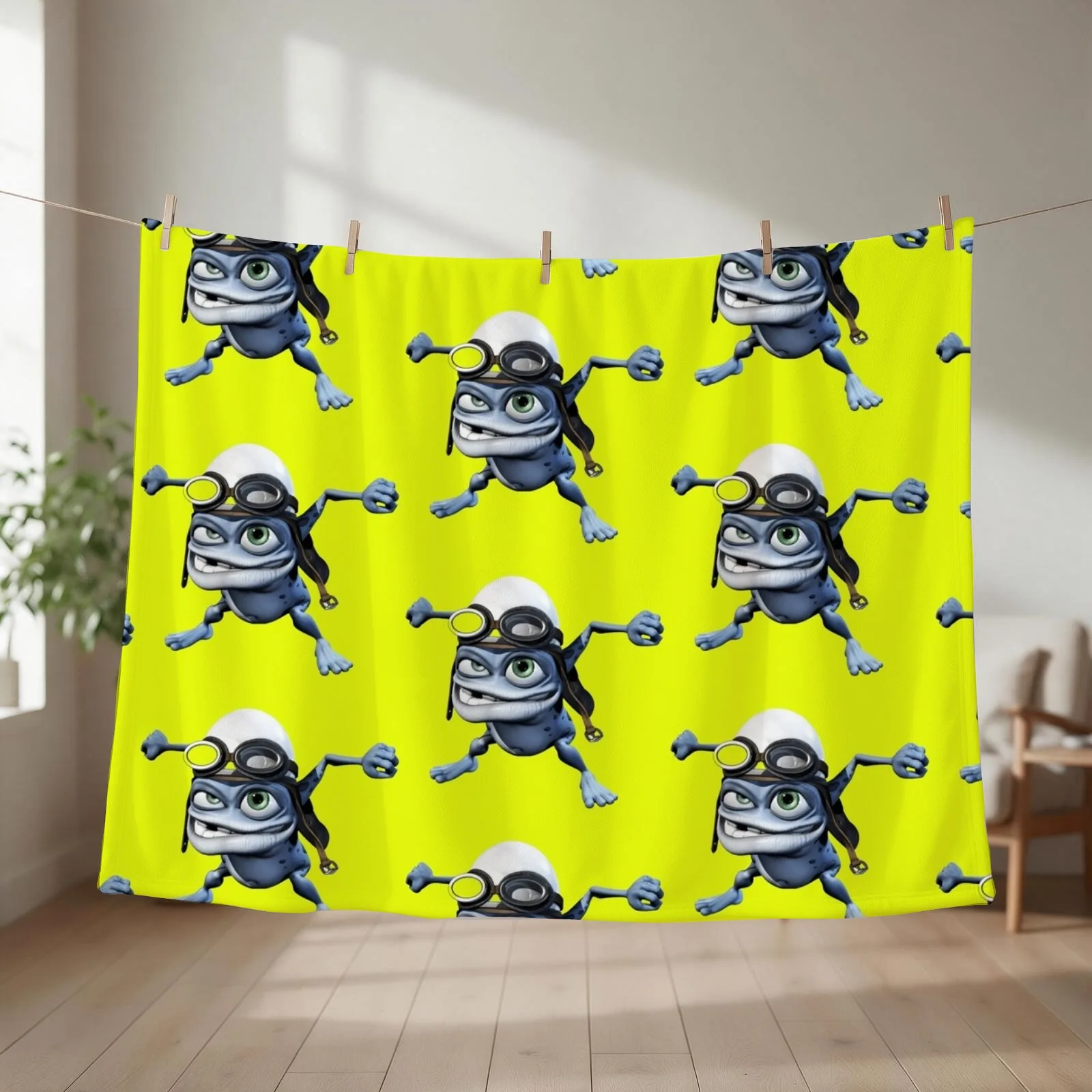 crazy frog Throw Blanket couch cozy soft plush fuzzy picnic outdoor blanket