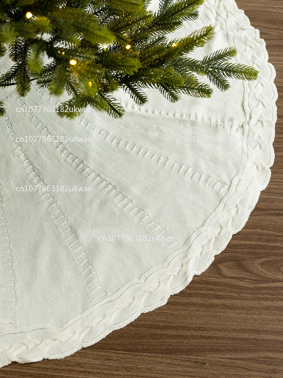 

Christmas 120CM white knitted Christmas tree tree skirt ornaments under the tree ornaments apron cushion red blanket