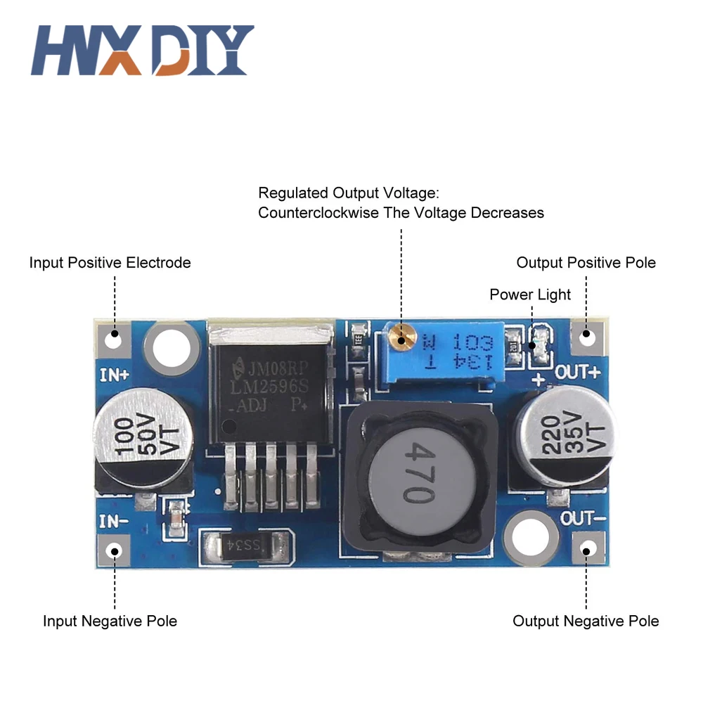 LM2596 convertidor Buck de CC a CC, módulo reductor de fuente de alimentación de 3,0-40V a 1,5-35V, 1/5/10 Uds.