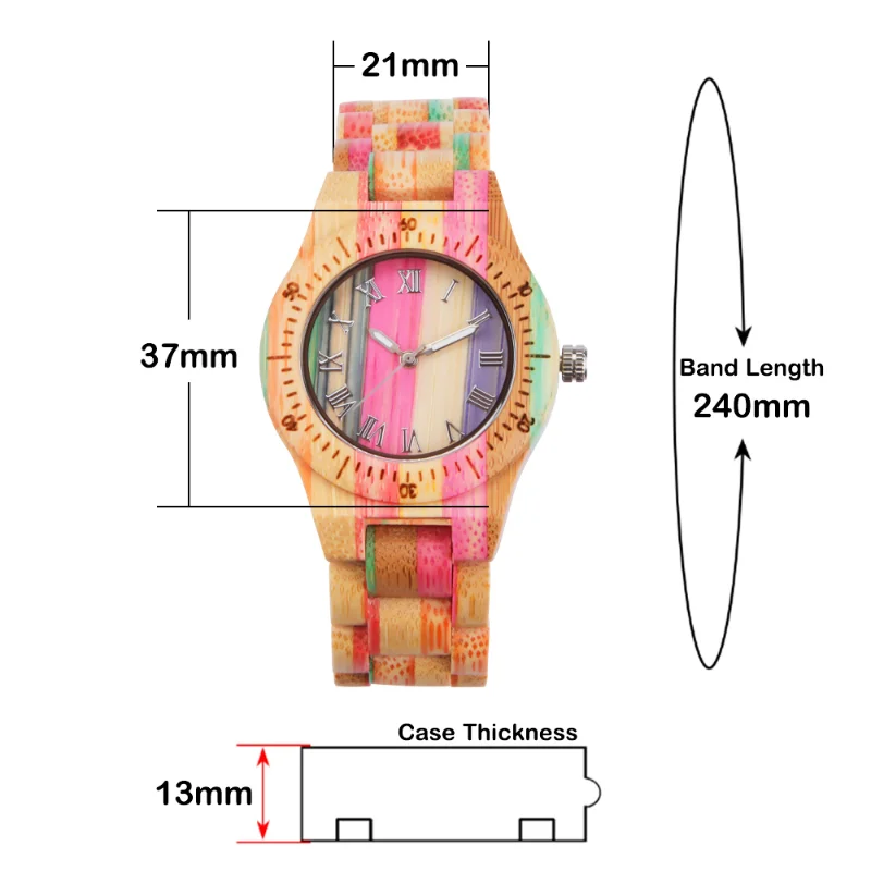 لون الخيزران خشبية ساعات للنساء موضة مضيئة كوارتز ساعة اليد للطي مشبك حزام ساعة عادية