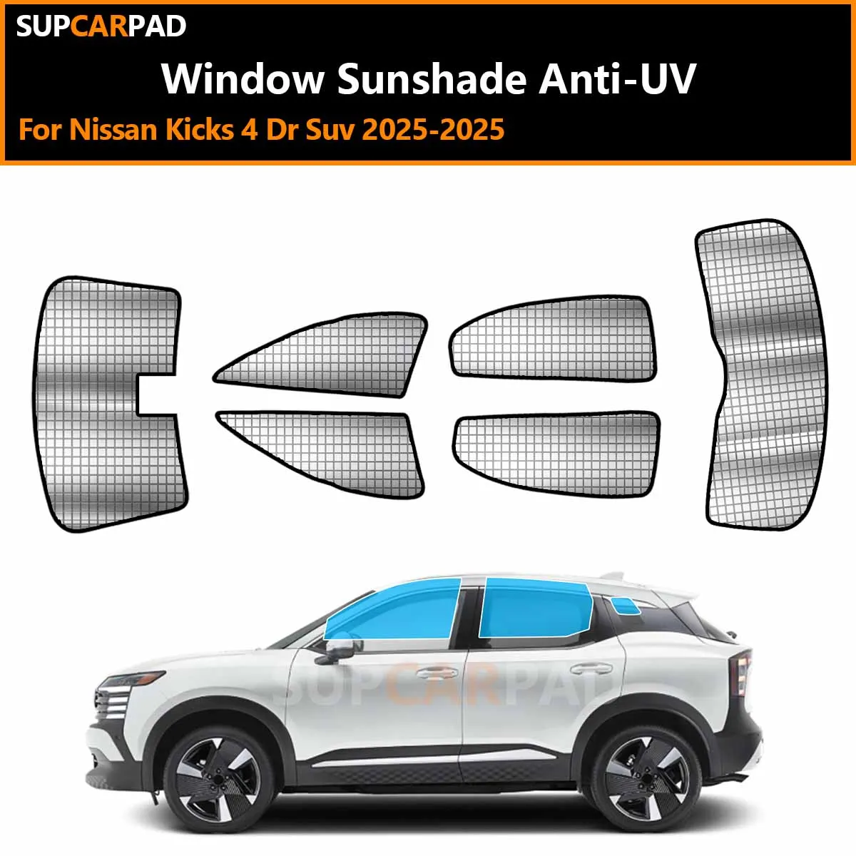 

Для Nissan Kicks 4-дверный внедорожник 2025-2025: Индивидуальные солнцезащитные шторки на окна автомобиля, анти-УФ, козырьки-накладки на окна, аксессуары
