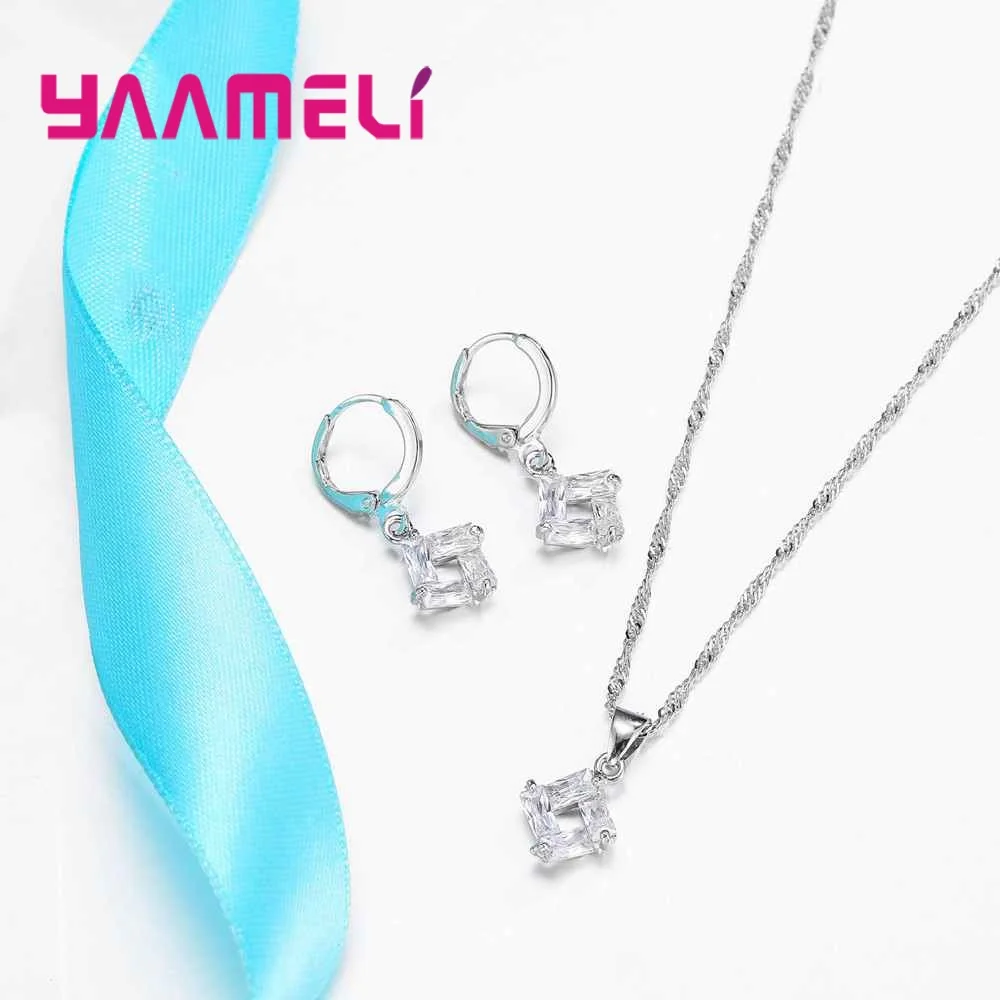 Fashion Top Quality Women Bridal Wedding Engagement Jewelry Sets With CZ Zircon Pendants Necklaces Earring Set Bijoux