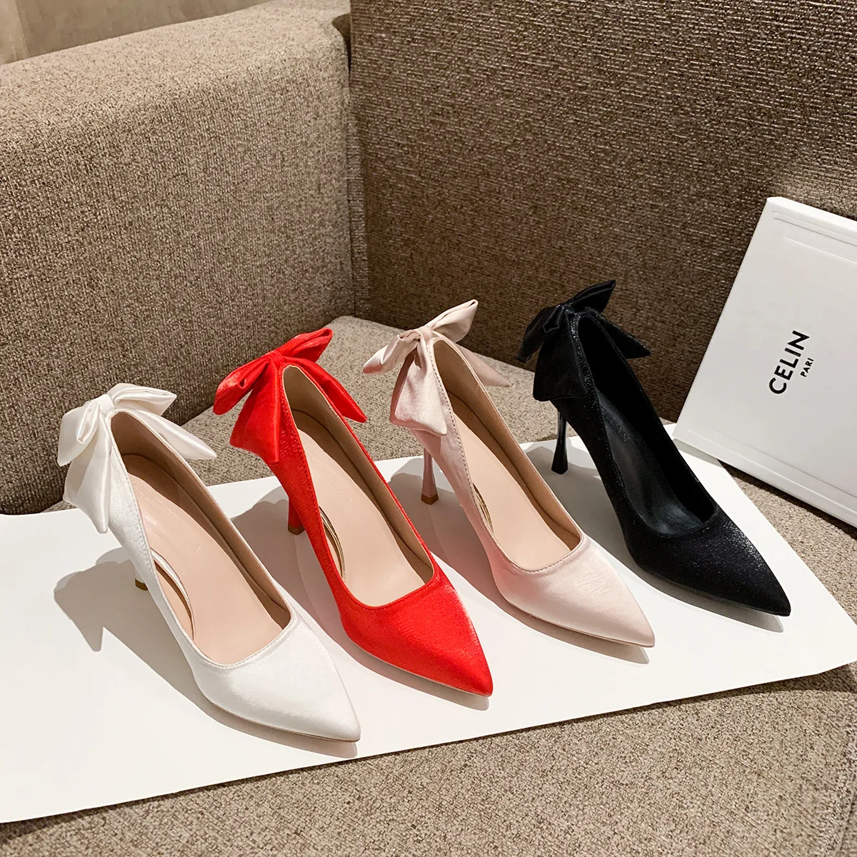 

Белые свадебные туфли, свадебное платье Xiuhe, высокие каблуки два в одном, новые свадебные туфли на тонком каблуке 2026 года, женские туфли с галстуком-бабочкой