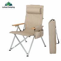 Lohascamping Portable Adjustable Arm Chair garden Foldable Relax Camping chair lounge Bench Chair High Back Recliner Chair
