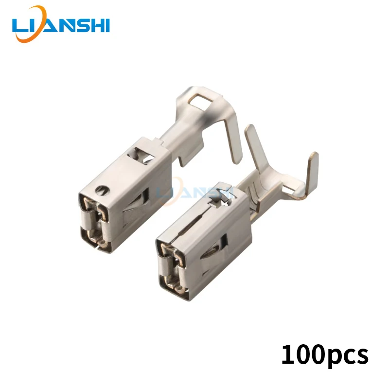 100pcs 6.3 Automotive connector terminal 1241414-1/1241416-1 Large square terminal 6.3mm spring DJ6218C-E6.3B