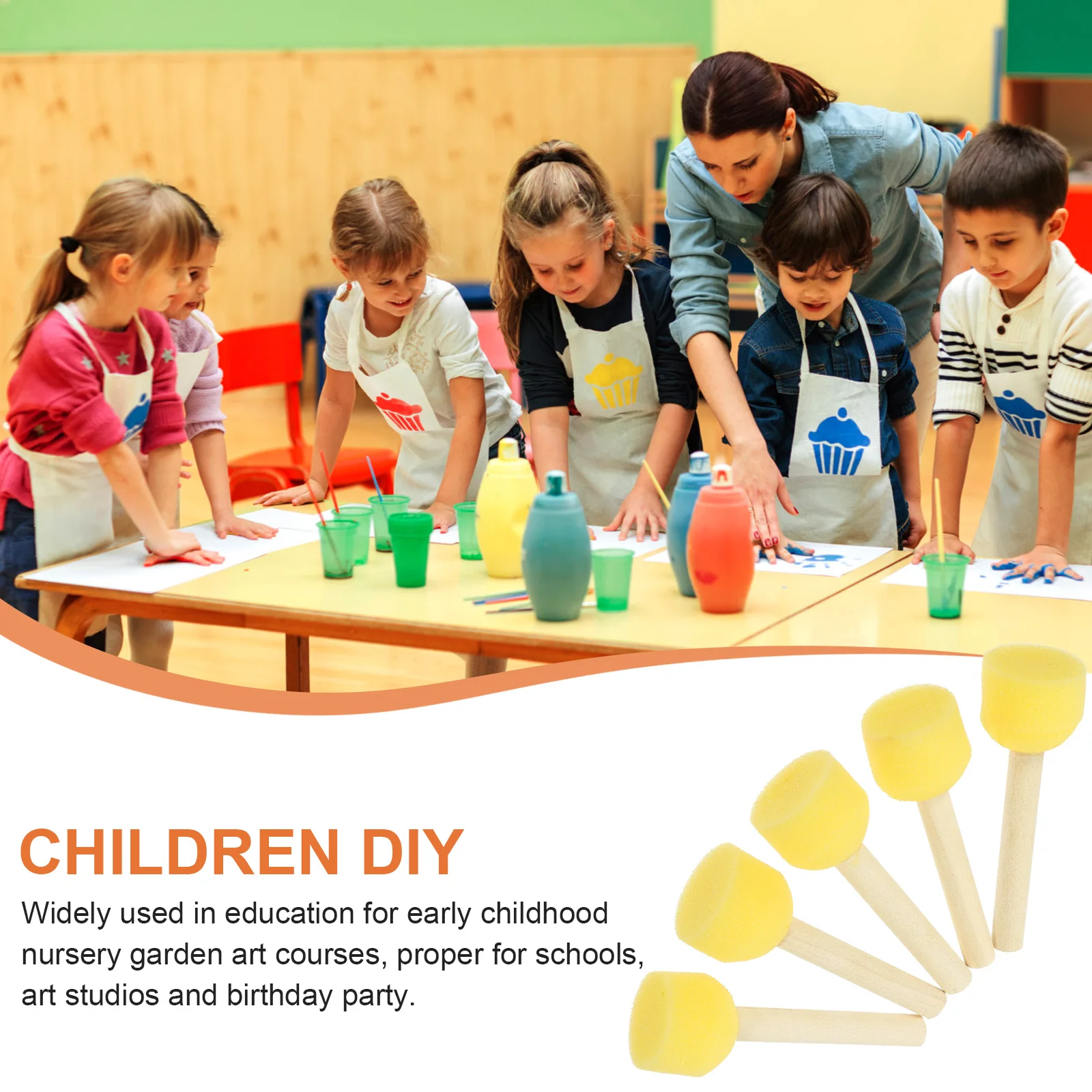 

20pcs Painting Brushes Sponge Tools Kids Mini Supplies Yellow Kit Child Craft Creativity Kids Painting Supplies Drawing