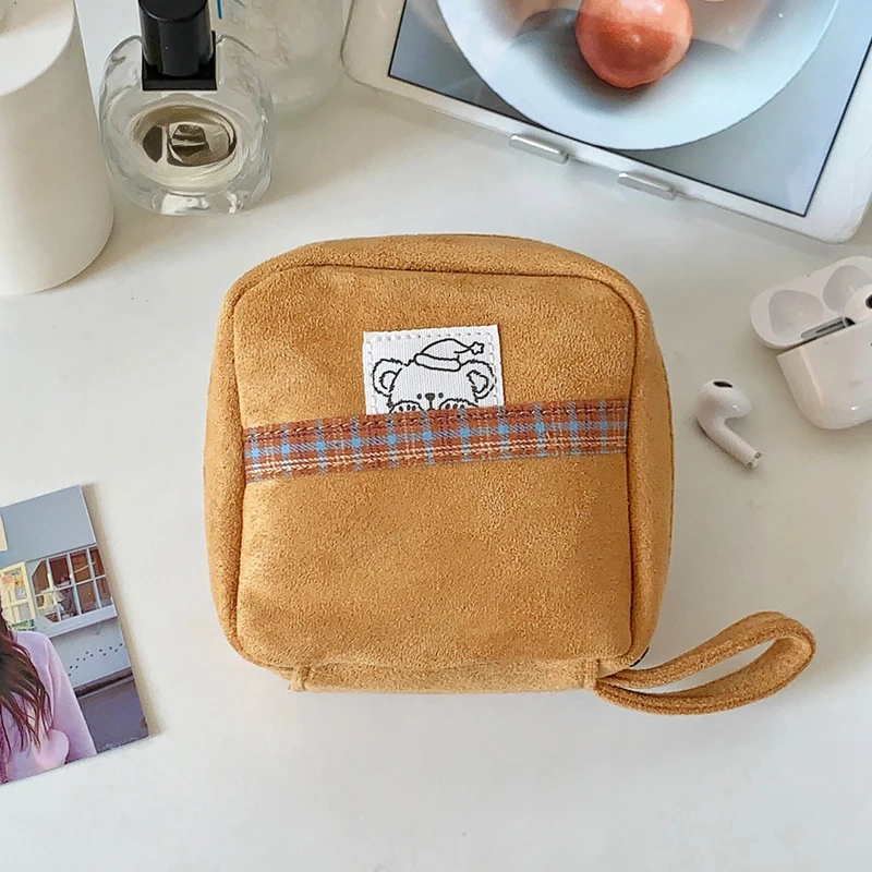 Cute Bear Storage Bag Large Capacity Portable Travel Organizer Pouch Women Sanitary Napkin Cosmetic Sundries Storage Handbag