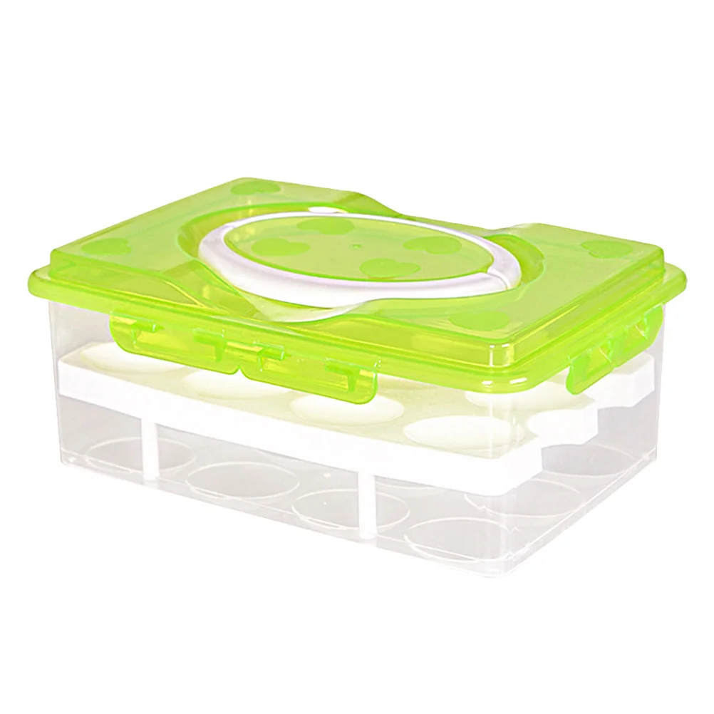 

1Pcs Double-Layer Egg Storage Box Green 24 Grids Fresh-Keeping Safe Durable Storage Case for Refrigerator Easy Wipe