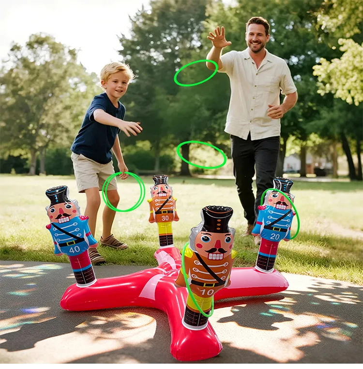 Kids Cartoon Inflatable Ring Toss Thickened PVC Cross Throwing Toy for Water Interactive Game Props Summer Pool Entertainment