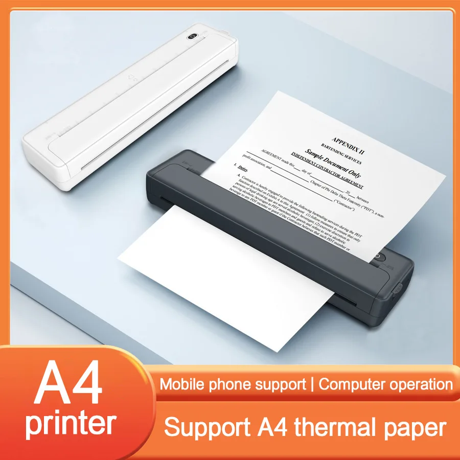 

Suitable for Cross-border portable thermal A4 home printer can work wirelessly with mobile phones, small learning mini printing