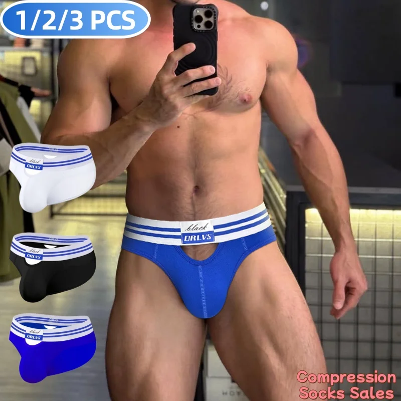 1/2/3 PCS Men Underwear New Sexy Briefs Male Sexy Perforated Comfortable Modal Underwear Men's Low-rise Quick Dry Briefs