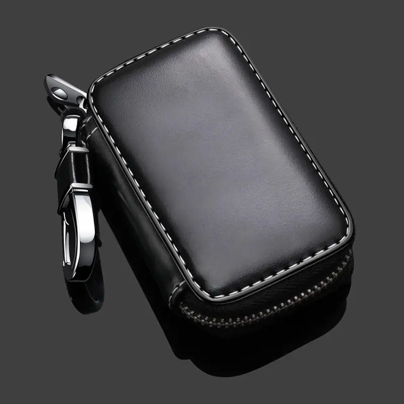 Ultra-fiber Men's Multi-functional Smooth Leather Key Pouch Waist-hanging Key Case Large Capacity Universal Car Key Holder