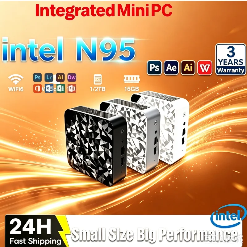 New Compact Mini PC Core N95,16GB DDR4,1TB/2TB M.2 SSD,Windows 11,4K HD Output,Ultra Small for Gaming & Daily Usage