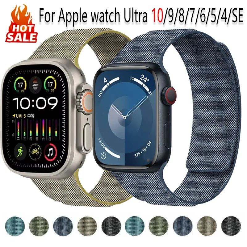 シリコンストラップ Apple watch ウルトラ 1/2 49mm10 42 ミリメートル 46 ミリメートル 9 8 7 45 ミリメートル 41 ミリメートル磁気ブレスレットリストバンド iwatch 6 5 SE 44/40 ミリメートル
