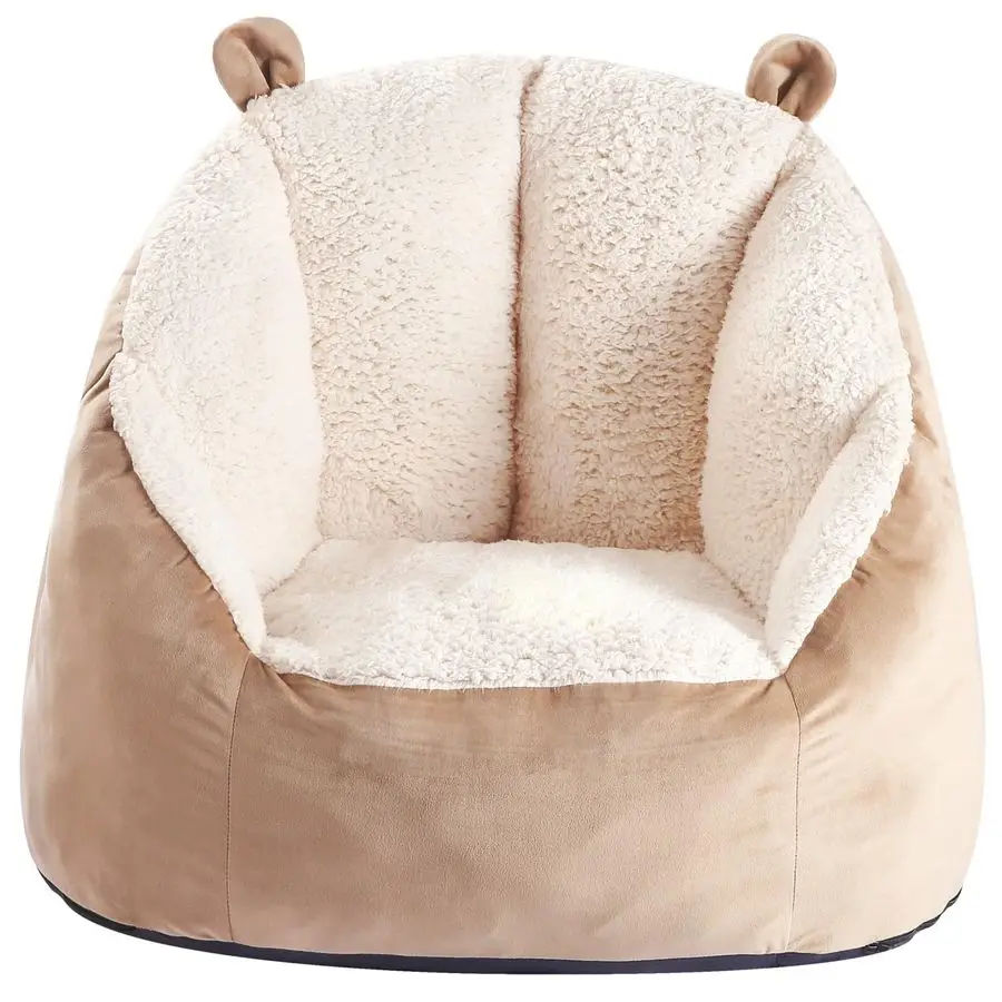 Soft Bean Bag Chair for Kids with Fluffy Bear Ears, Cozee Fluffy Lazy Chair for Up to 10 Years Old Girls and Boys