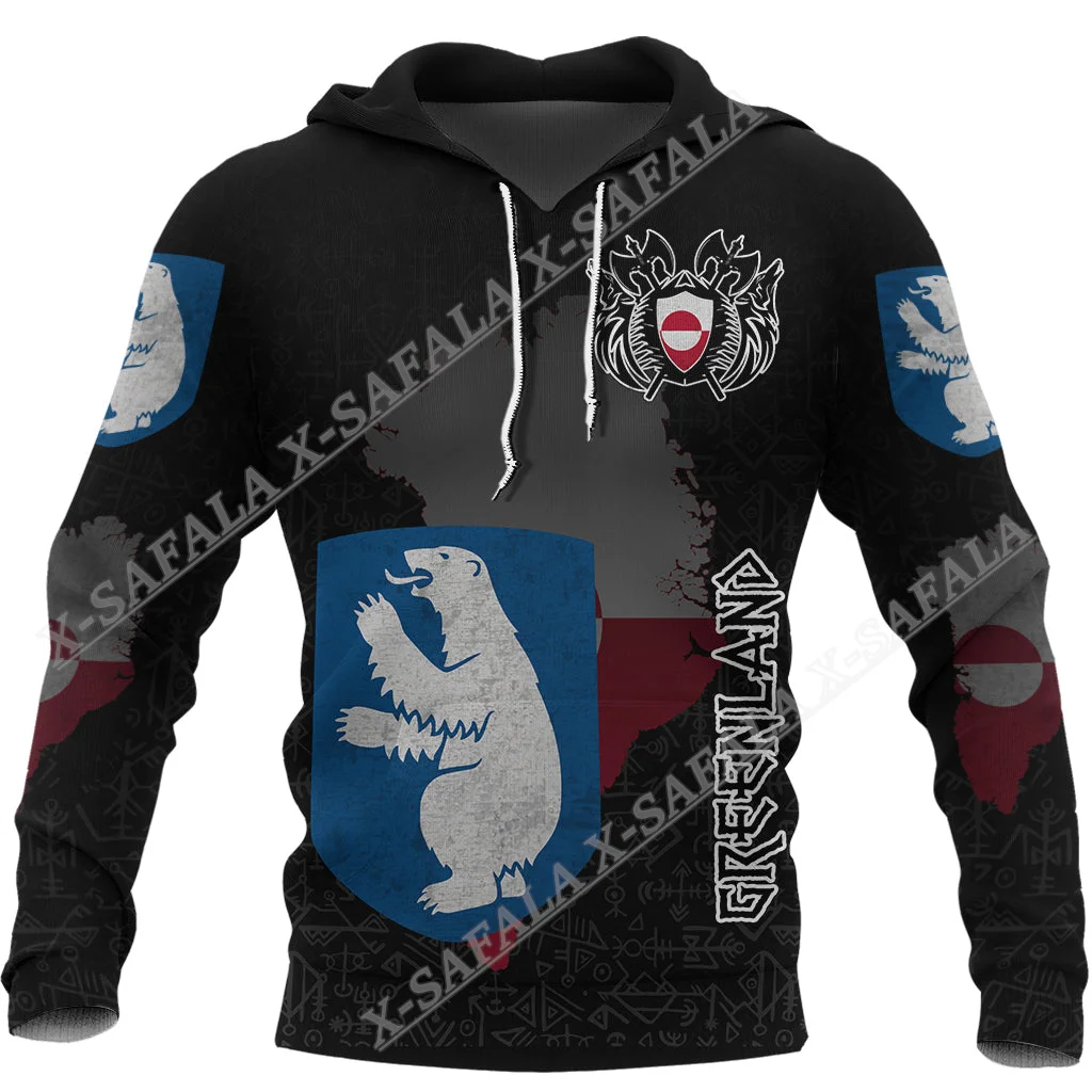 

Viking Greenland Flag And Map Style 3D Print Zipper Hoodie Men Pullover Sweatshirt Hooded Jersey Tracksuit Outwear Coat Casual