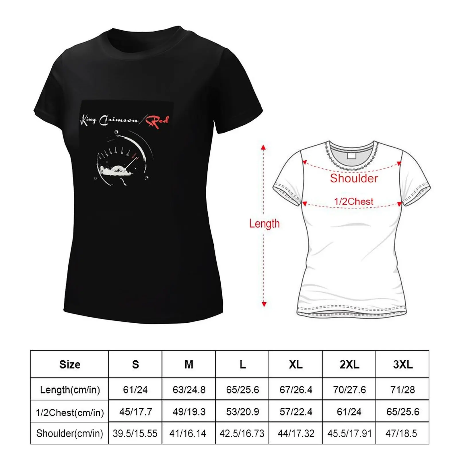 Camiseta vermelha do rei carmesim feminino, tops de verão, camiseta gráfica, roupa feminina, nova edição