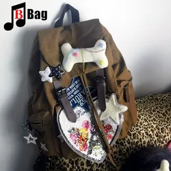 Student Schoolbag Canvas Backpack Women Gothic Punk Spicy Girl Vintage Bag Large Capacity Computer Backpack Y2k Girl bag tote