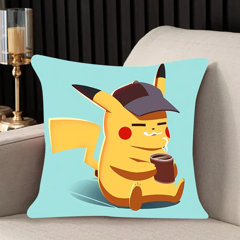 home decor Pillow Cover Pikachu iving room bedroomo office car 45x45 Dakimakura Throw Pillows Square Pillowcase Kawaii