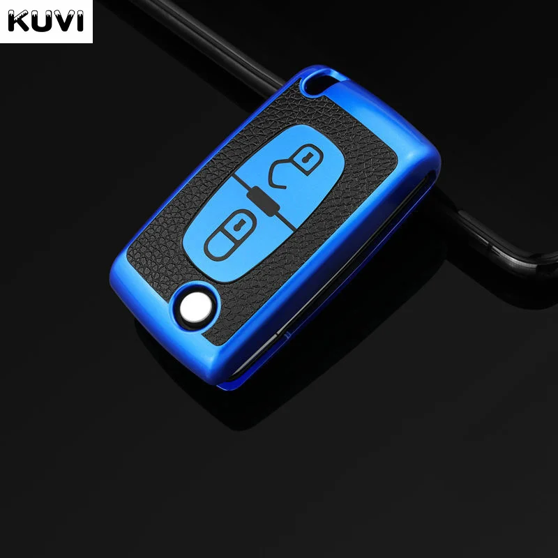 2 3 Button Key Case Cover for Citroen C-Crosser C3 C4 Picasso Berlingo Case for Peugeot Partner Tepee 207 307 308 407 Keychain