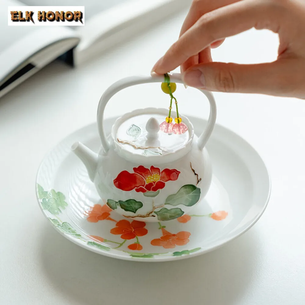 Pure Hand-painted Campanula Ceramic Pot Bearing Holder Japanese Dry Brew Table Tea Tray Fruit Snack Plate Tableware Decoration